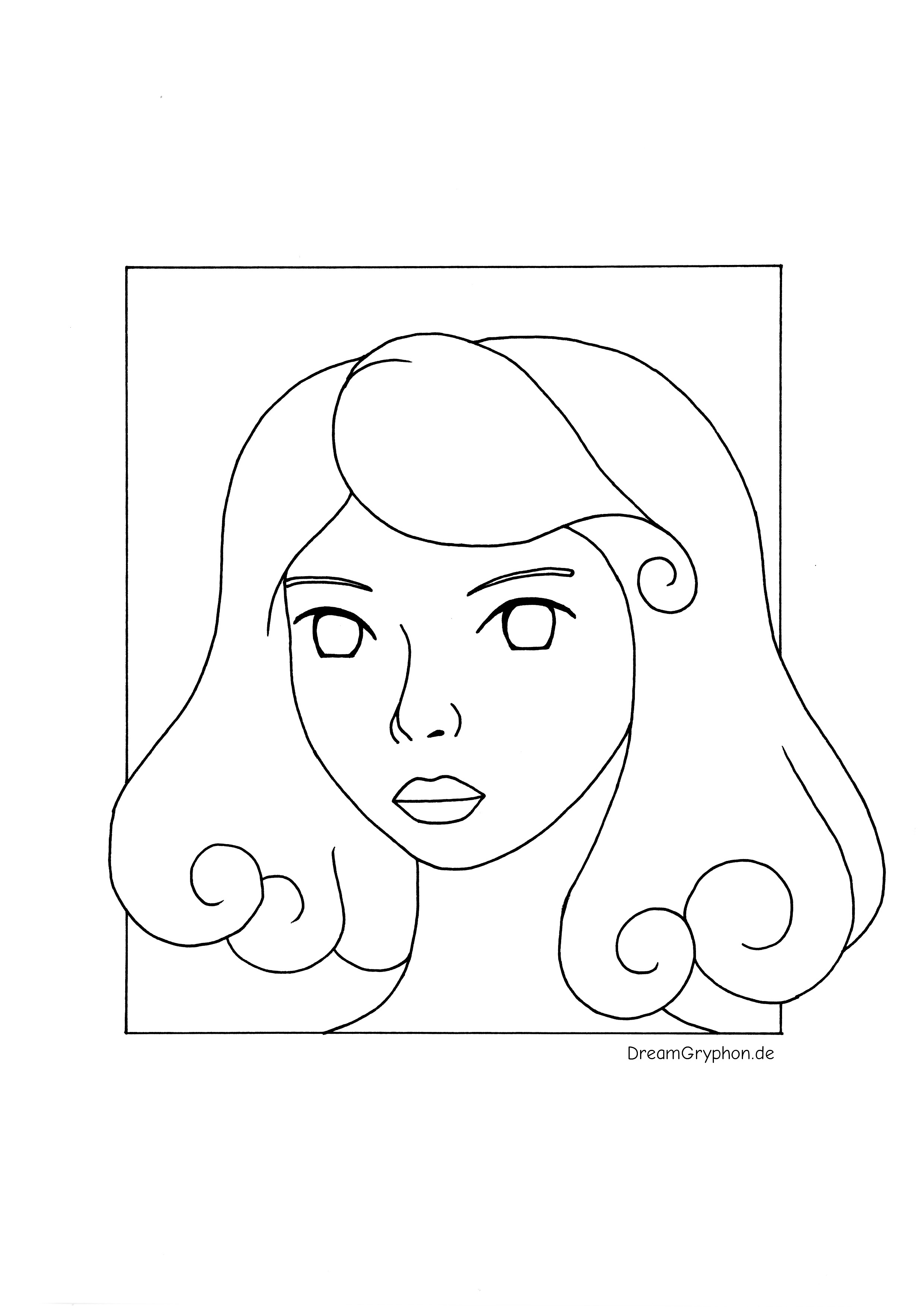 Coloring Page: Head in comic-book style